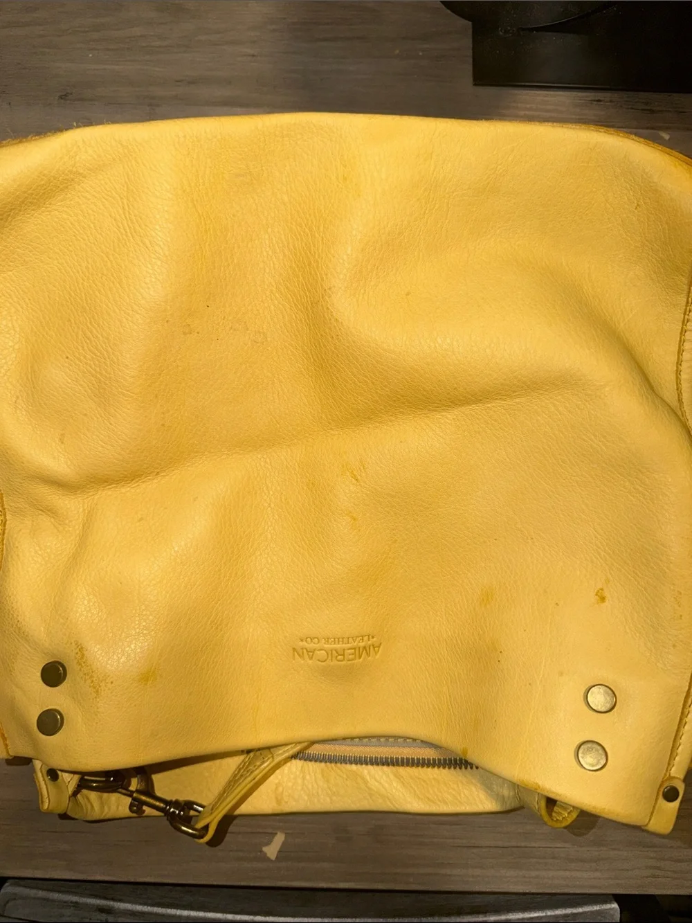 American Leather‎ Co. Yellow Leather Hobo Shoulder Bag Large Soft Pebbled purse